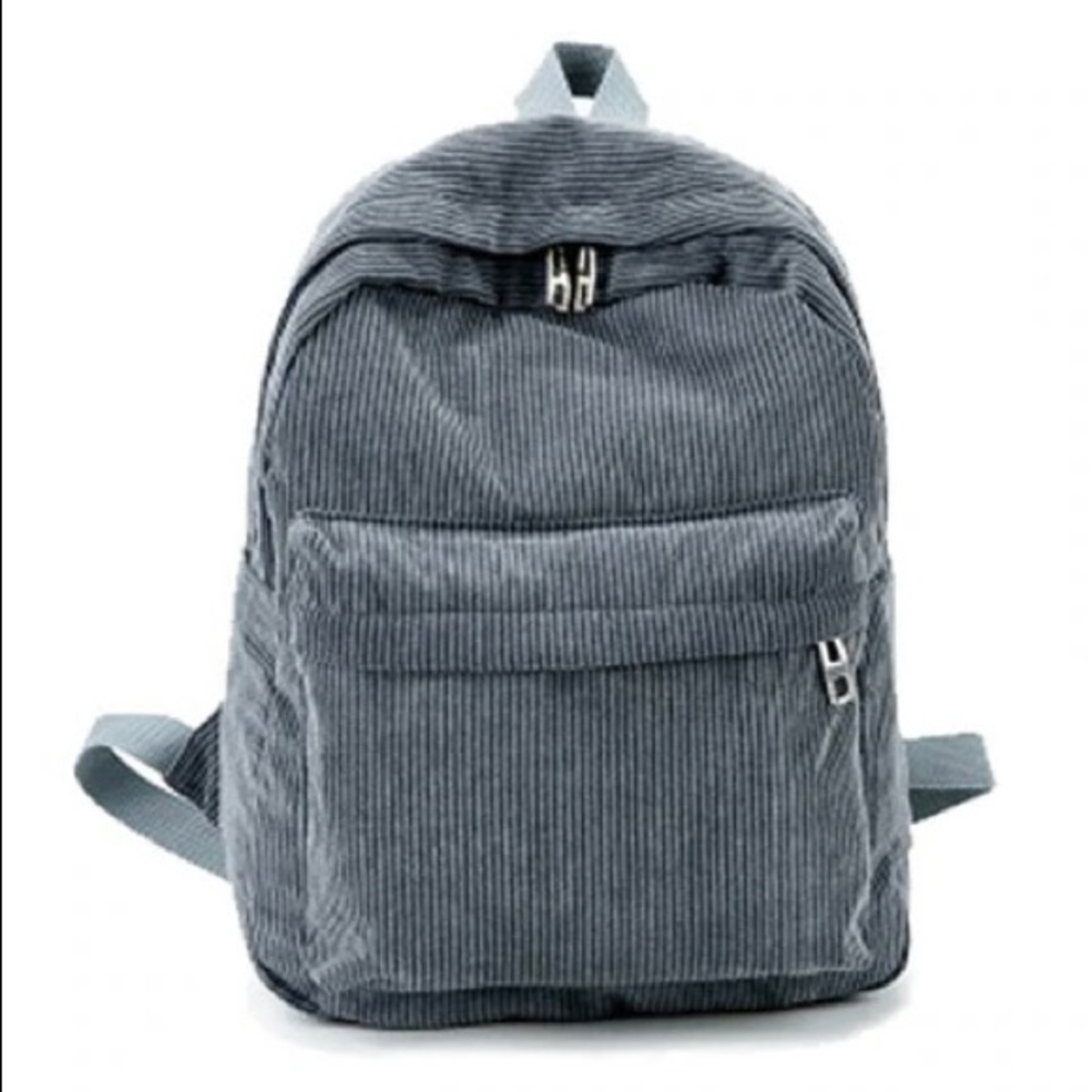 Urban Outfitters Corduroy Backpack School Bag Gray NEW Travel 2 Pockets